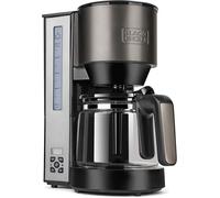 lbgwp60-Bxco1000E - Cafetière Filtre 1000 W, 12 Tasses, Programmable, Verseuse En Verre, Réservoir 1,25 L, Filtre Permanent, Système Anti-Goutte, Arrêt Automatique, Inox Et Noir