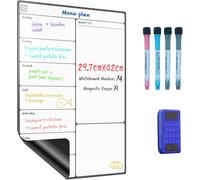 Lbgwp60-Calendrier Magnetique Frigo A3, Tableau Blanc Effaçable Hebdomadaire, Planning Semaine, To-Do List, Organisation Familiale, Listes De Courses, Avec 4 Stylos Marqueurs Et Effaceur