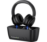 lbgwp60-Casque Sans Fil Pour Tv, Bluetooth 5.2 Et Station De Charge, 35 Heures De Lecture Audio, Pas De Retard De Synchronisation Des Lèvres, Option Numérique, Rca, Aux, Plug & Play, Noir