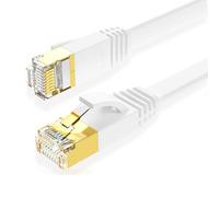 lbgwp60-Cat 7 Plat Câble Ethernet, Réseau Rj45 Haut Débit 10Gbps 600Mhz Sftp 8P8C Câbles De Connexion Patch Compatible Avec Ps5, Xbox, Pc, Tv, Routeur, Modems (Flat White, 10M/33Ft)