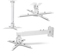 lbgwp60-Ceiling Mount Support De Projecteur Jusqu'À 20 Kg, Longueur Réglable, Réglage Angulaire De 25 Degrés, En Acier, Montage Mural Et Au Plafond, Structure Légère Et Stable (Blanc)