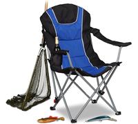 Lbgwp60-Cha De Camping Pliable Fauteuil De Pêche Rembourré Avec Porte-Boissons Dossier Réglable Hxlxp 108 X 90 X 72 Cm, Bleu Noir