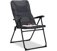 Lbgwp60-Cha De Camping Rembourrée Comfort, Réglable 2 Marches Pliante Hbt 107 X 60 X 68 Cm Gris