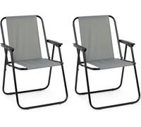 Lbgwp60-Cha S Pliantes Camping Lot De 2, Cha De Pêche Portable Avec Accoudoir Et Porte-Gobelet Pour Camping Jardin Pêche Plage Terrasse, Capacité 90kg, Gris