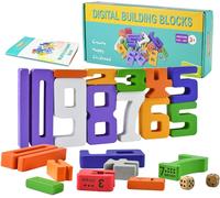 lbgwp60-Chiffre En Bois,Blocs De Construction Mathématiques,Mathématiques Bloc De Construction Numéroté,28 Bloc De Construction Numéroté,Éléments Constitutifs De LÉquilibre Numérique Pour Jeu Préscol