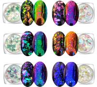 Lbgwp60-Coffret De 6 Bocaux De Paillettes Iridescentes Caméléon (Light Chameleon)