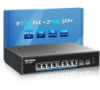 lbgwp60-Commutateur Poe 8 Ports 2,5G Non Géré Avec 8 Ports 2,5 Go Base-T Poe+@130 W + 2 X 10 G Sfp+ Liaison Montante, 10 Ports 2,5 Go Ieee802.3Af/At Power Over Ethernet, Pr En Charge Wifi6 Ap, Nas,