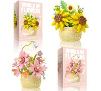 Lbgwp60-Construction De Fleurs 2 Pièces Bloc De Construction De Fleurs Végétales Bouquet De Fleurs En Briques Ensemble De Blocs De Bouquet Adapté À La Décoration De La Maison Et Du Bureau, Etc