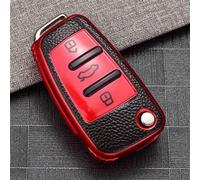 Lbgwp60-Coque De Clé De Voiture Compatible Avec Audi A1 A3 A4 A6 Q3 Q5 Q7 S3 R8 Rs6 Tt Boîte À Clés Pliante 3 Boutons Organ Ur En Cuir Tpu Texture Cuir (Cuir Rouge)