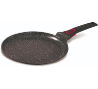 lbgwp60-Crêpière Granit Pro Céramique - Fonte D'Aluminium - Tous Feux Dont Induction - Intérieur Revêtement Céramique Fusion Pro Effet Pierre Sans Pfoa Ni Pfas - Manche Amovible - Ø28Cm - Noir