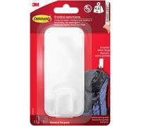 lbgwp60-Crochet Utilitaire Xl Pour Poids Lourds ¿ 1 Crochet Blanc Et 2 Bandes Adhésives Pour Intérieur, Pour Articles Jusqu'À 4,5 Kg ¿ Pas De Clous, Pas De Trous, Pas De Perçage