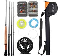 Lbgwp60-Eaude Mer D'eau Douce Pêche À La Mouche Canne À Pêche Avec Reel Combo Kit, Black Kits With Bag