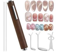 Lbgwp60-Ensemble D'aimants À Ongles ?il De Chat 3 En 1, Manche En Bois Multifonctionnel, En Forme De C?ur Et De Lapin, Outil Professionnel Pour Manucure À Faire Soi-Même À La Maison Nail Polish Magne