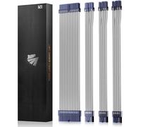 lbgwp60-Extension De Câble Psu, Kit De Câbles Gainés Pour Gpu/Cpu, Rallonge De Câble D'Alimentation 16Awg Avec Peignes De Câble, 24Pin/(6+2) Pin/(4+4) Pin, 30Cm, Argent