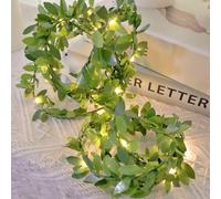 Lbgwp60-Feuille Verte Vis De Guirlande Lumières Ivy De Lumières À Chaîne À Batterie Pour Fête De La Mère Noël Année De Fête Des Fêtes Noël (10 M/100led, Vert)