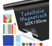 Lbgwp60-Film Tableau Magnétique Autocollant 60 X 100 Cm - Film Effaçable À La Craie - Avec 6 Craies + 6 Boutons Magnétiques + 1 Porte-Stylo + 1 Tangram + 1 Protection À La Craie + 1 Serviette