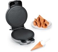 lbgwp60-GaufrierÀ Cornets De Glace 850 W, Appareil À Gaufres Au Revêtement Antiadhésif, Machine À Gaufres Pour Des Cornets Légers Et Croustillants, Argent, Ha 2082