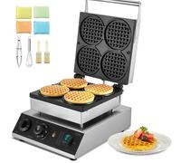 lbgwp60-GaufrierCommercial 1750 W, Appareil À Gaufres Rondes Capacité 4Pcs, En Acier Inoxydable, Antiadhésif, Avec Contrôle De La Température Et Du Temps, Pour Restaurant, Boulangerie, Snack-Bar