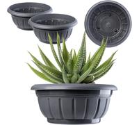 Lbgwp60-Grand Pot De Fleur 34 Cm, Lot De 2, Plastique Résistant Aux Intempéries, Jardinière Ronde Pour Jardin ¿ Anthracite