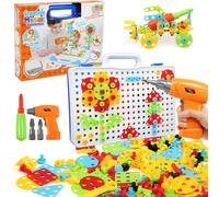 lbgwp60-Jeu Mosaique Enfant, (237 Pcs) 3D Jeu De Construction, Perceuse Electrique Magique, Educatif Cadeau Montessori 3 Ans Pour Fille Garcon, Puzzle Créatifs