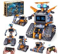 lbgwp60-Jouets Robots Avec Yeux Led & 18 Expressions ¿ Kit Construction 5-En-1, Contrôle Appli & Télécommande, Robot Rechargeable Programmable Pour Enfants, Cadeau Éducatif Pour Garçons Filles 8-14 A