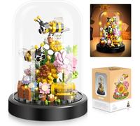lbgwp60-Kit Construction De Fleurs Abeilles, 588 Pièces Briques De Construction Bouquet De Fleurs, Jouet Bloc De Construction De Fleur, Avec Housse Et Base Anti-Poussière