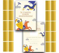 lbgwp60-Kit Créatif Premium Ludique Et Participatif De 20 Cartes D'Invitation Anniversaire À Gratter Thème Chevalier En Français 20 Cartons Et 20 Autocollants Magiques Dorés À Gratter