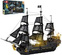 lbgwp60-Kit De Construction De Bateau Pirate Avec Lumières Led, Grand Modèle De Bateau Black Pearl 66036, Bateau Pirate, Jouet De Voilier, Décoration D'Intérieur, Cadeaux D'Anniversaire,Pour 14+