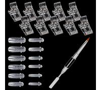 Lbgwp60-Kit De Outils Extension Ongles, 120 Pièces Naturel Faux Ongles Acrylique Faux Ongles, 1pcs Double-Ended Brush&picker,10 Pcs Nail Tips Clip Pour Ongles En , Kit Pour Nail Art