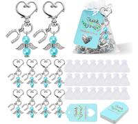 Lbgwp60-Kit De Porte-Clés Ange En Perles, 72 Pièces Pendentifs Ange Gardien + Sac Organza + Étiquettes Papier Kraft, Ensemble De Porte-Clés Ange Gardien Pour Fête,Noël,Communion, Mariage, Baptême De
