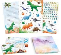 lbgwp60-Kit D'Écriture De Lettres Dinosaures Pour Enfants ¿ Ensemble De Papeterie Pour Garçons Avec Enveloppes, Autocollants, Coffret Cadeau Scolaire