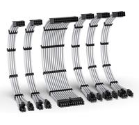 lbgwp60-Kit D'Extension De Câble Psu, Câble D'Extension D'Alimentation 16Awg, 1X24Pin/2X4+4 Eps/3X6+2 Pci-E,Câble De Gaine Pc Personnalisé 300Mm Avec Peignes-Blanc
