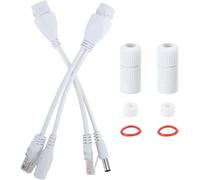 lbgwp60-Kit D'Injecteur Poe Et Répartiteur Poe 2 Pièces, Câble Adaptateur Dc12V Poe Répartiteur D'Injecteur Étanche Non Standard, Câble Réseau Standard 10/100Mbps Cat5/5E/6(White)
