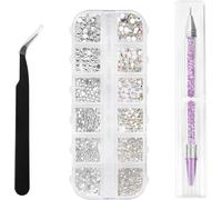 Lbgwp60-Lot De 1 500 Strass Pour Nail Art - 6 Tailles - Dos Plat - Avec Pince À Épiler Et Stylo À Pointiller À Double Tête - Pour Nail Art, Loisirs Créatifs, Vêtements