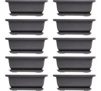 Lbgwp60-Lot De 10 Pots De Fleurs D'entraînement De Bonsaï Avec Plateau Pour Plantes De Bonsaï En Plastique Pour Jardin, Patio, Salon Balcon 16,5 X 12 Cm