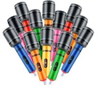 Lbgwp60-Lot De 12 Microphones Gonflables En Plastique De Couleurs Assorties Pour Concert Musical Des Années 80 Et 90 Décorations De Fête D'anniversaire
