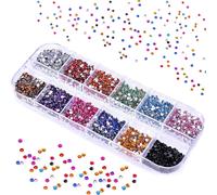 Lbgwp60-Lot De 1200 Strass Ronds De 3 Mm - Pierres Colorées Pour Loisirs Créatifs - Pour Nail Art, Vêtements Et Loisirs Créatifs - 12 Couleurs Vives