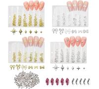 Lbgwp60-Lot De 1970 Breloques Pour Ongles 3d - Doré - Paillettes 3d - Différentes Tailles - Décoration Des Ongles Pour Femmes Et Filles (Blanc Rose)