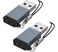 lbgwp60-Lot De 2 Adaptateurs Usb Vers Usb C, 10 Gbps Type C Femelle Vers Fiche A Mâle Usb 3.1 Gen 2, Convient Pour Téléphones Portables, Ordinateurs Portables, Tablettes Et Chargeurs Gris