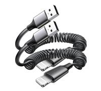 lbgwp60-Lot De 2 Câbles De Charge Pour Iphone, Câble Spiralé Usb Vers Lightning De 1,5 M, Câble D'Alimentation Rétractable Pour Iphone 14 Pro /13/12/11 Plus, Ipad, Airpods, Apple Carplay, Cordon À Re