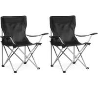 Lbgwp60-Lot De 2 Cha De Camping, Portable Pliable Cha S De Pêche Avec Accoudoir Porte-Gobelet Pour Jardin Camping Plage Pêche Terrasse, Capacité 100kg, Noir