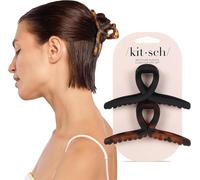 Lbgwp60-Lot De 2 Grandes Pinces À Cheveux Tendance Pour Femme - Plastique Mat - Pr En Main Facile - Parfaites Pour Un U Quotidien Et Des Oc Ns Spéciales - Tortue Et Noir
