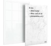 Lbgwp60-Lot De 2 Mini Tableaux Effaçables En Verre Sans Cadre, Faciles À Effacer, 230 X 152 Mm, 2 Feutres Effaçables Inclus, Blanc / Effet Marbre, 1915601