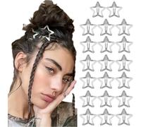 Lbgwp60-Lot De 20 Pinces À Cheveux En Forme D'étoile Argentées Y2k Années 2000 - Accessoires De Cheveux Antidérapants Pour Filles Et Femmes - Pince À Cheveux En Forme D'étoile - 4,1 Cm