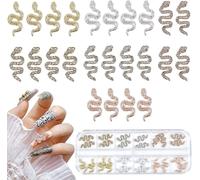 Lbgwp60-Lot De 24 Breloques 3d Serpents Pour Ongles En Métal - Bijoux D'art - Bijoux Décoratifs - Accessoires Pour Ongles (Pierres Précieuses)