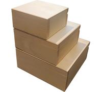 Lbgwp60-Lot De 3 Boîtes Écologiques En Bois Rangement Boîtes À Bijoux Pyrogravure Découpage