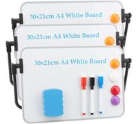 Lbgwp60-Lot De 3 Petits Tableaux Blancs Effaçables À Sec A4, 30 X 21 Cm, Tableau Blanc Magnétique De Bureau Avec Support, Tableau Blanc Double Face Portable Pour La Maison Et Le Bureau