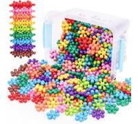 lbgwp60-Lot De 300 Blocs De Construction En Plastique Multicolore Pour Enfants À Partir De 3 Ans - Pour L'Apprentis Précoce Et La Créativité - Jouet Stem Avec Sac De Transport - Matériau Sûr