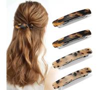 Lbgwp60-Lot De 4 Barrettes À Cheveux Rectangulaires En Celluloïd En Écaille De Tortue Pour Femme ¿ Convient Aux Cheveux Fins Et Épais ¿ Pinces À Cheveux Élégantes Pour Femmes Et Barrettes À Cheveux P