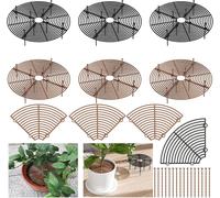 Lbgwp60-Lot De 6 Grilles De Protection Rondes Pour Plantes - 30 Cm - Protection De Pot De Fleurs Pour Chat - Pour Enfants Et Animaux Domestiques - Noir + Marron